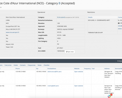 All airport details available to the flight operations team