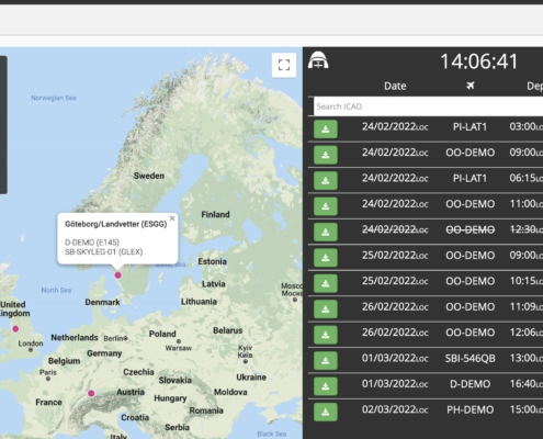 Live map showing the aircraft location