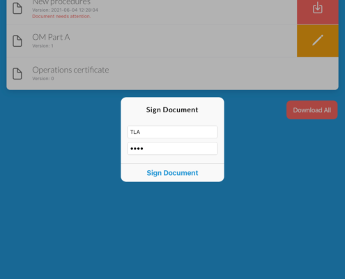 Organisation and flight document signature