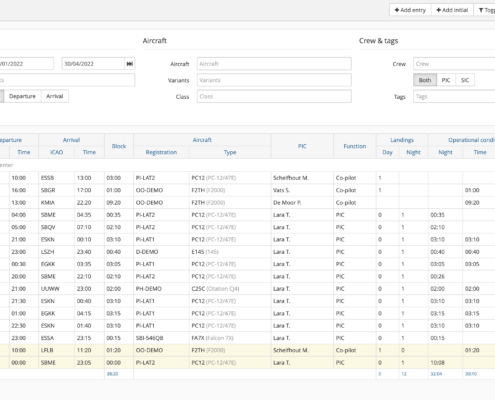 Free electronic pilot logbook