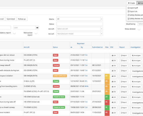 Flight safety management system software