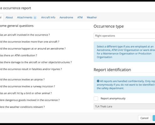 Flight occurrence report software